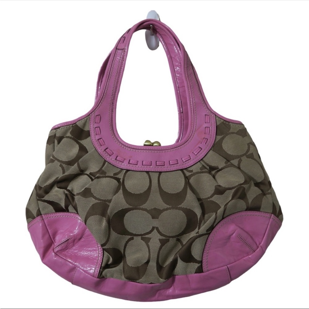 Coach Ergo Signature Purse Kiss Lock Satchel Y2k Tote Pink Creed K0826-13610